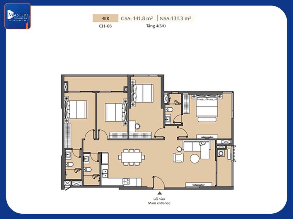 layout can ho 4pn masteri cosmo central