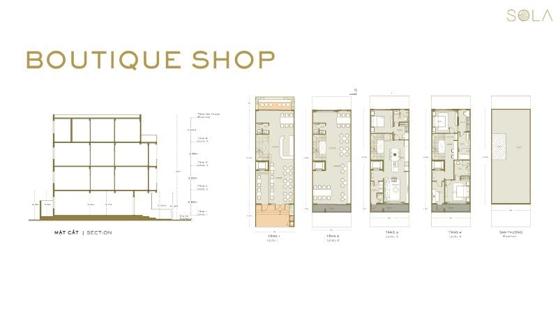 layout boutique shop biet thu sola the global city