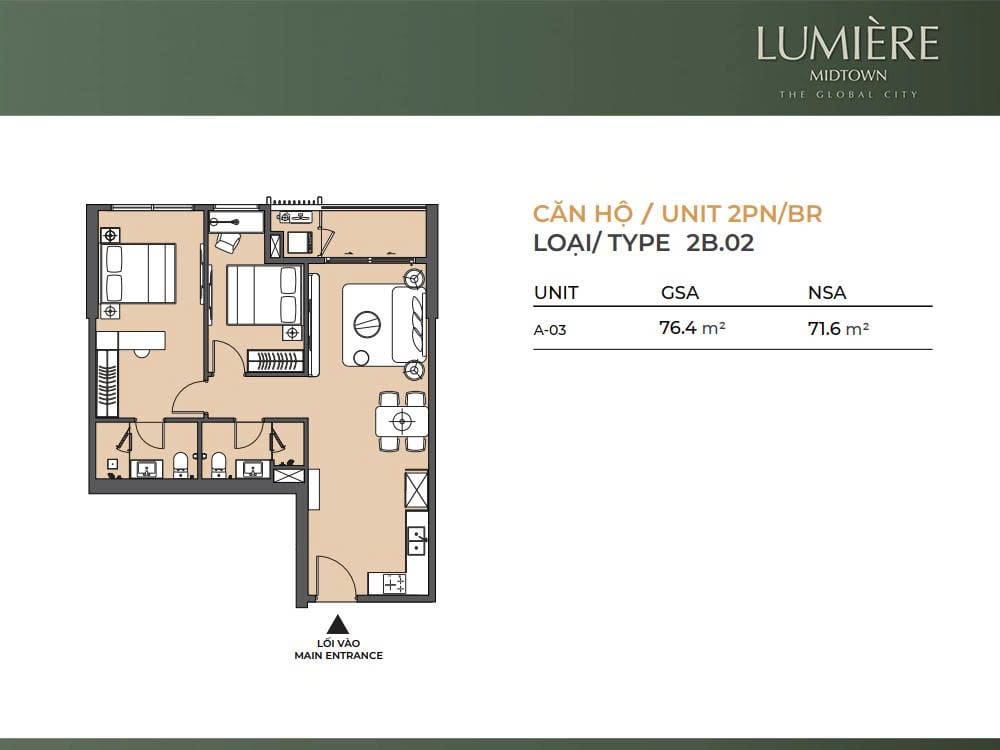 layout can ho 2pn lumiere midtown